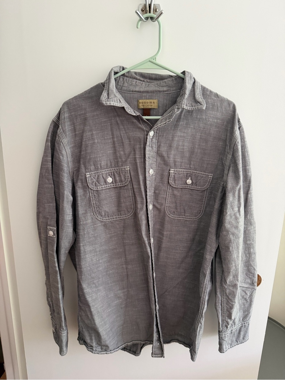 Sonoma Gray Washed Button-Down Shirt